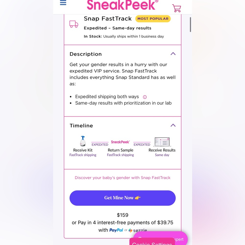 Sneakpeek fast track snap device gender test!